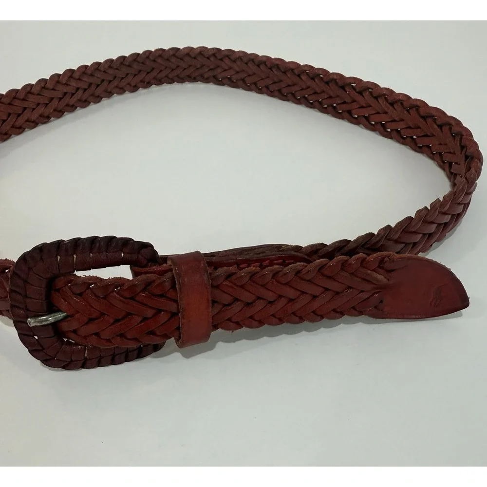 VTG Polo Ralph Lauren Women's Braided Red Leather Belt England Size‎ 1X32.5